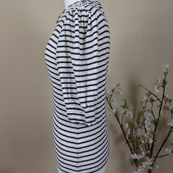 Lucky Brand White and Black Striped Stretch Blouse Size Large - Picture 3 of 10